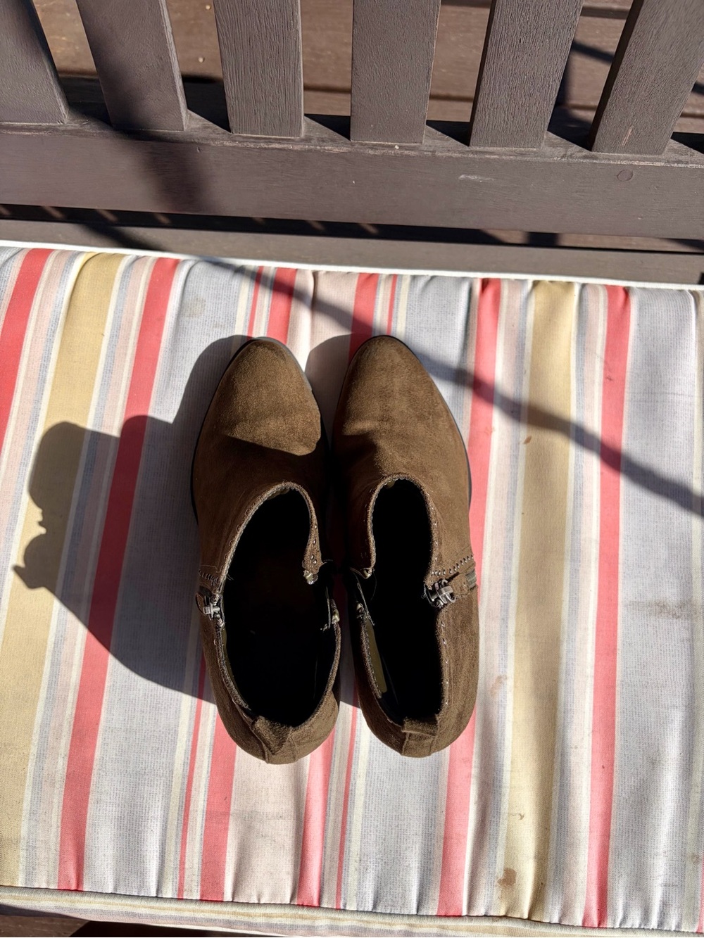 Sonoma Olive Suede Ankle Boots with Stud & Side Zipper - Picture 6 of 11